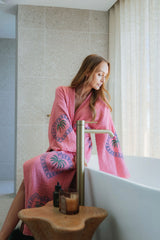 NEW COLLECTION - Watermelon Long Robe - Palm tree print