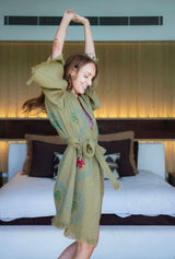 NEW COLLECTION - Kiwi Midi Robe - Palm /Crab - Pre Order October