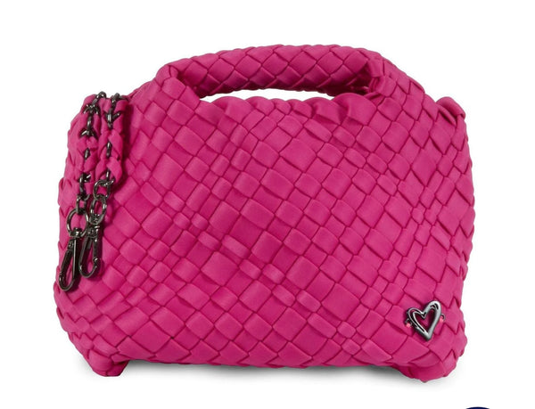 TINY MINI WOVEN TOTE - HOT PINK