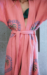 NEW COLLECTION - Watermelon Long Robe - Palm tree print