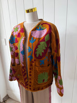 VELVET JACKET- HAND EMBROIDERED- SAFFRON LOVE - Cie Cie + Co