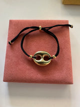 Gold Theta Balloon Bracelets Adjustable Cords: Black - Cie Cie + Co