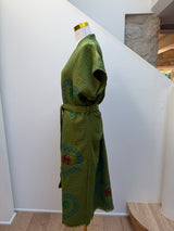 NEW COLLECTION - Kiwi Long Robe with short sleeves - Palm tree and crab print - Cie Cie + Co