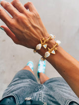 Summer Pearl Bracelet • Gold Starfish & Evil Eye Charms - Cie Cie + Co