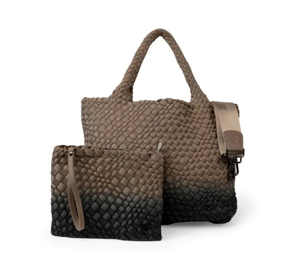 LONDON WOVEN LARGE TOTE - OMBRE BLACK