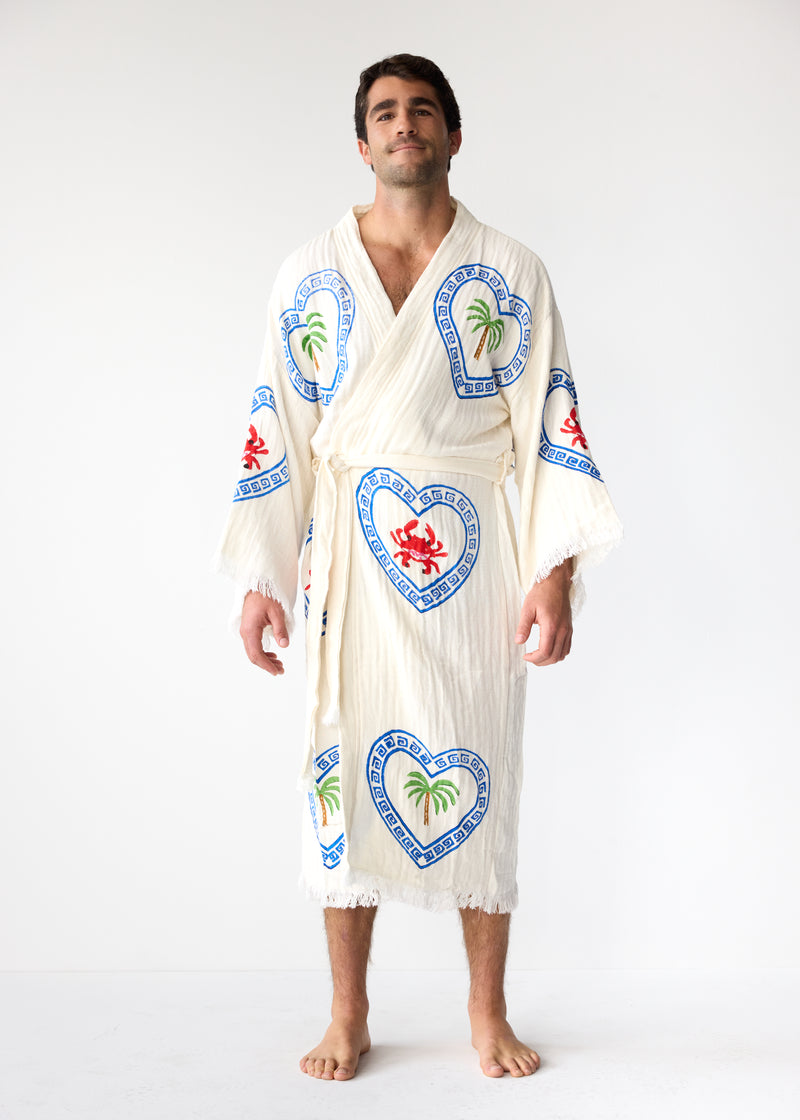 Natural Long Robe Multi Motif - Just re-stocked, be quick!