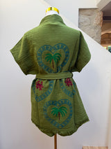 NEW COLLECTION- Kiwi Short Set with short sleeve- Palm tree and crab print - Cie Cie + Co