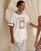 Palma T-Shirt - White and Brown - Cie Cie + Co