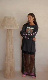 Palm Casa Long Sleeve T-Shirt - Midnight with pink - Cie Cie + Co