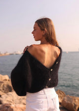 Crop Cardi Mohair Knit - Black