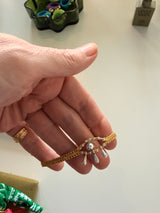 Macrame evil eye protection bracelet with silver details/ Yellow Gold band