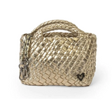 TINY MINI WOVEN TOTE - GOLD