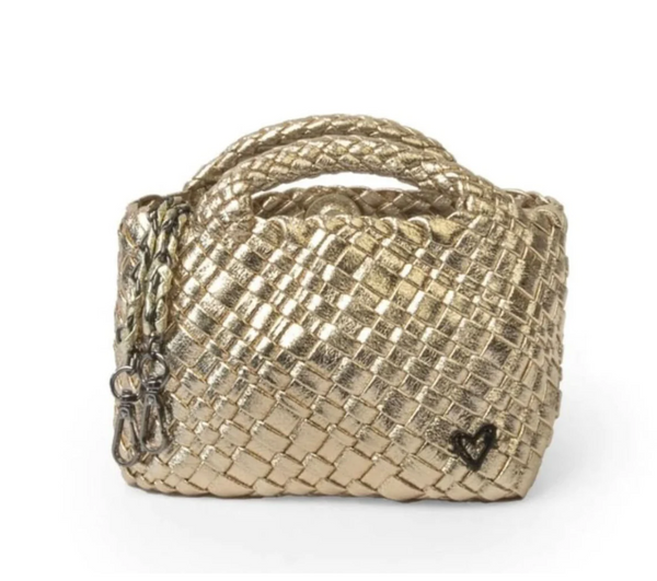 TINY MINI WOVEN TOTE - GOLD