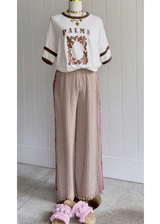 Surf Pant - Tan with Pink Hand Pressed Design - Limited Edition - Cie Cie + Co