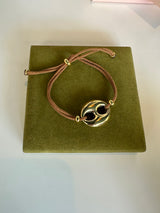 Gold Theta Balloon Bracelets • Adjustable Cords: Brown - Cie Cie + Co