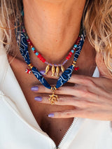 Fish beaded necklace in Greek islands colors: Gold - Cie Cie + Co