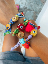 Ocean Vibes Bandana scarf Bracelets with eyes: Green