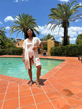 NEW Natural Midi Short Sleeve Robe - Sea Star - Just back in stock!