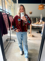 VELVET JACKET- HAND EMBROIDERED- BORDEAUX