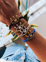 Macrame evil eye protection bracelet with gold details: Yellow Gold - Cie Cie + Co