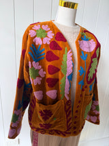 VELVET JACKET- HAND EMBROIDERED- SAFFRON LOVE - Cie Cie + Co