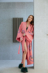 NEW COLLECTION - Watermelon Long Robe - Palm tree print