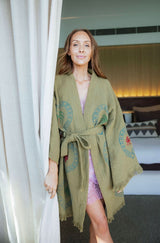 NEW COLLECTION - Kiwi Midi Robe - Palm /Crab - Pre Order October