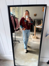 VELVET JACKET- HAND EMBROIDERED- BORDEAUX