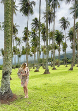 Tan Midi Robe - Seahorse/Coral Print