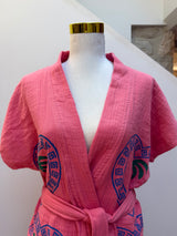 NEW COLLECTION- Watermelon Midi Short Sleeve Robe - Palm tree - Cie Cie + Co
