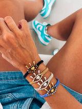 Macrame evil eye protection bracelet with gold details: Yellow Gold - Cie Cie + Co