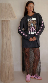 Palm Casa Long Sleeve T-Shirt - Midnight with pink - Cie Cie + Co