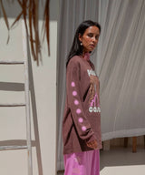 Palm Casa Long Sleeve T-Shirt - Mocha with pink - Cie Cie + Co