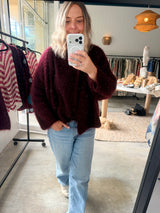 NAIS - MOHAIR SHORT CARDIGAN - BORDEAUX - Cie Cie + Co