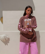 Palm Casa Long Sleeve T-Shirt - Mocha with pink - Cie Cie + Co