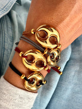 Gold Theta Balloon Bracelets Adjustable Cords: Black