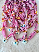 Bohemian pink bandana scarf and colorful beaded necklaces: Pink bandana - Cie Cie + Co