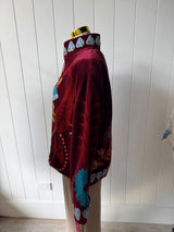 VELVET JACKET- HAND EMBROIDERED- BORDEAUX
