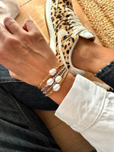 Hematite chic beaded bracelet with pearl detail - Silver - Cie Cie + Co