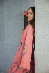 NEW COLLECTION - Watermelon Long Robe - Palm tree print