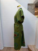 NEW COLLECTION - Kiwi Long Robe with short sleeves - Palm tree and crab print - Cie Cie + Co