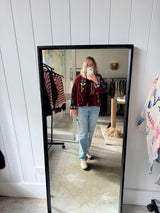 VELVET JACKET- HAND EMBROIDERED- BORDEAUX