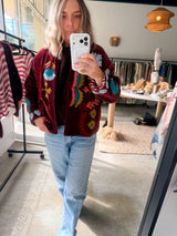 VELVET JACKET- HAND EMBROIDERED- BORDEAUX