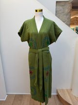 NEW COLLECTION - Kiwi Long Robe with short sleeves - Palm tree and crab print - Cie Cie + Co