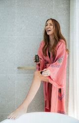 NEW COLLECTION - Watermelon Long Robe - Palm tree print
