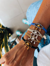 Macrame evil eye protection bracelet with gold details: Yellow Gold - Cie Cie + Co