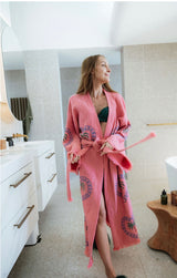 NEW COLLECTION - Watermelon Long Robe - Palm tree print