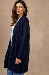 NAIS - MOHAIR  LONG CARDIGAN - NAVY - Cie Cie + Co