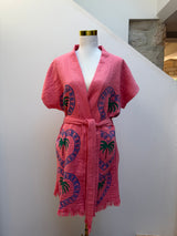 NEW COLLECTION- Watermelon Midi Short Sleeve Robe - Palm tree - Cie Cie + Co