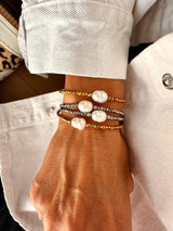 Hematite chic beaded bracelet with pearl detail - Gold - Cie Cie + Co
